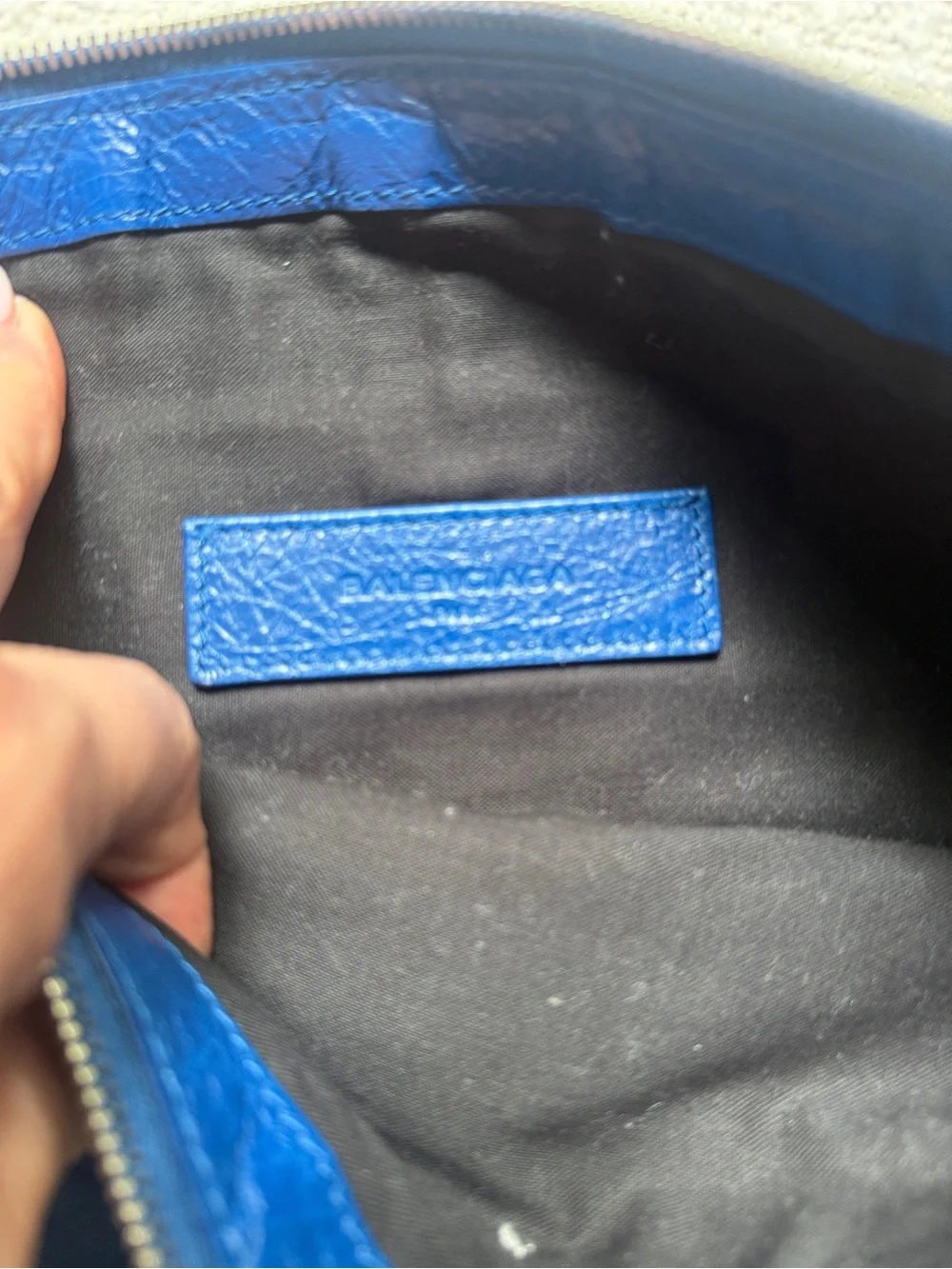 Balenciaga Electric Blue Leather Zip Pouch